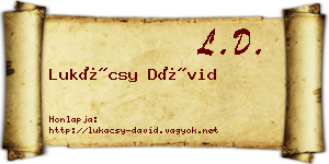 Lukácsy Dávid névjegykártya